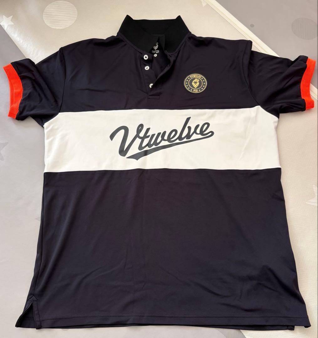 V12 ポロシャツ XL 黒/白/赤