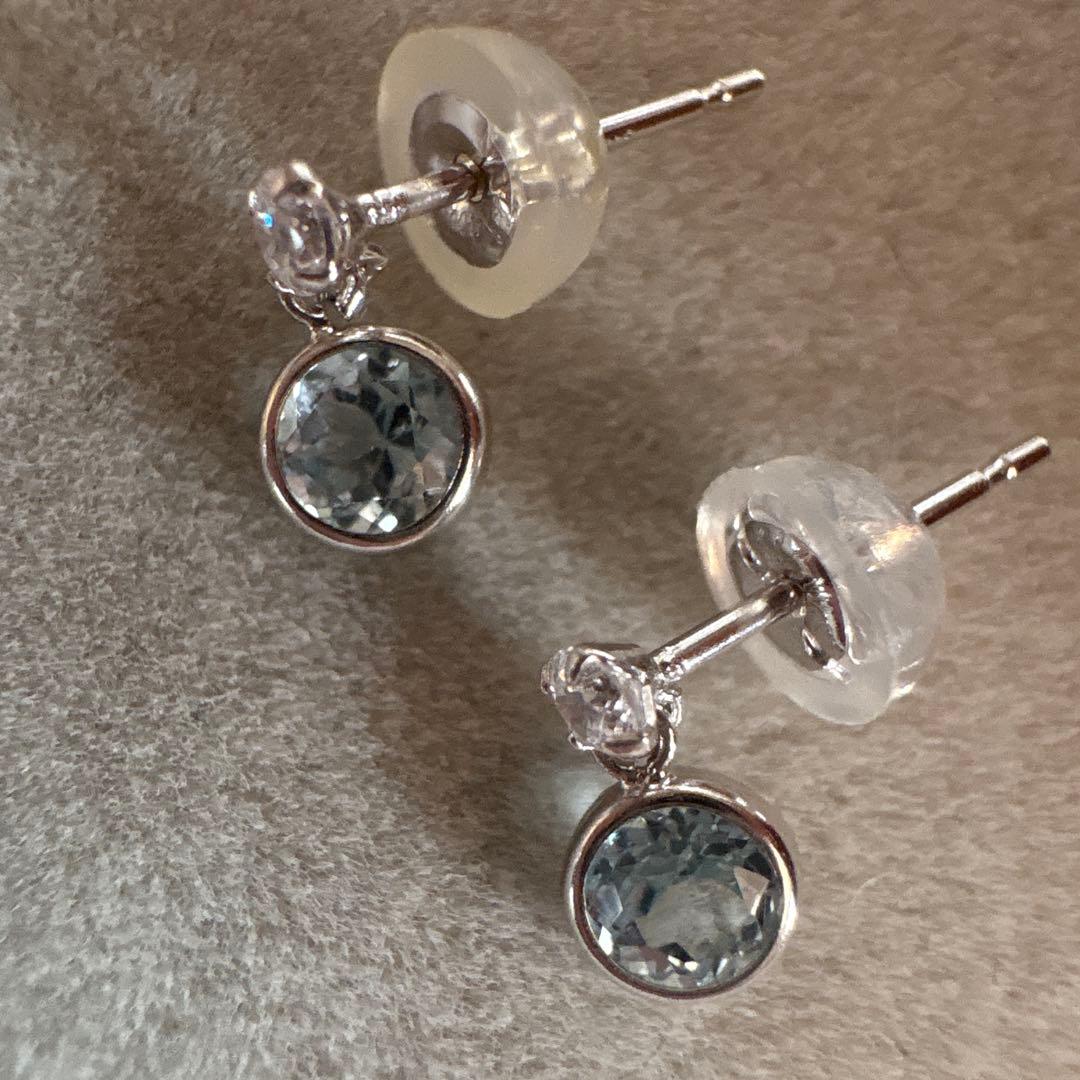 K14WG ♡ アクアマリン ストーンピアス