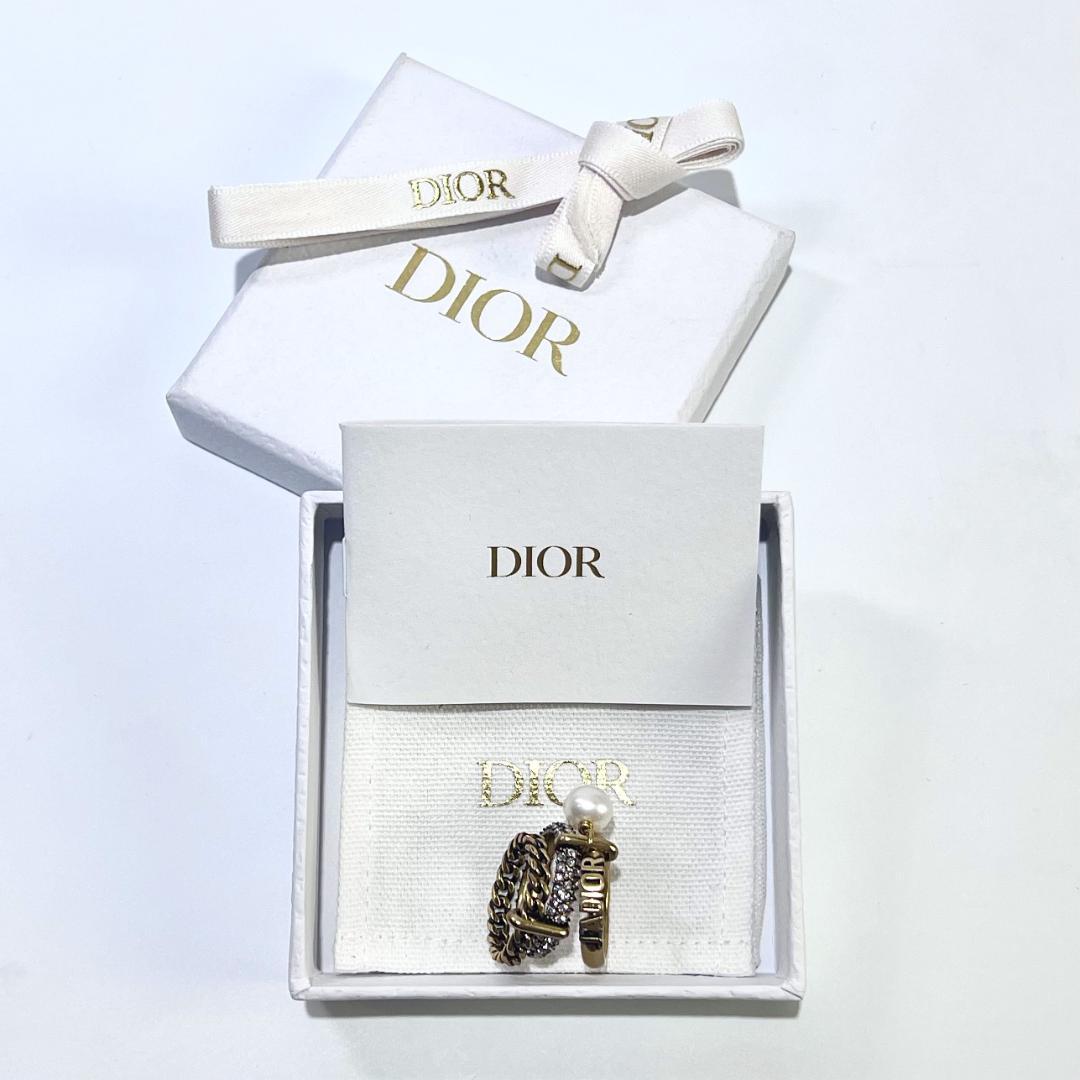 Dior ディオール J'Adior クリスタル フェイクパール 三連 リング