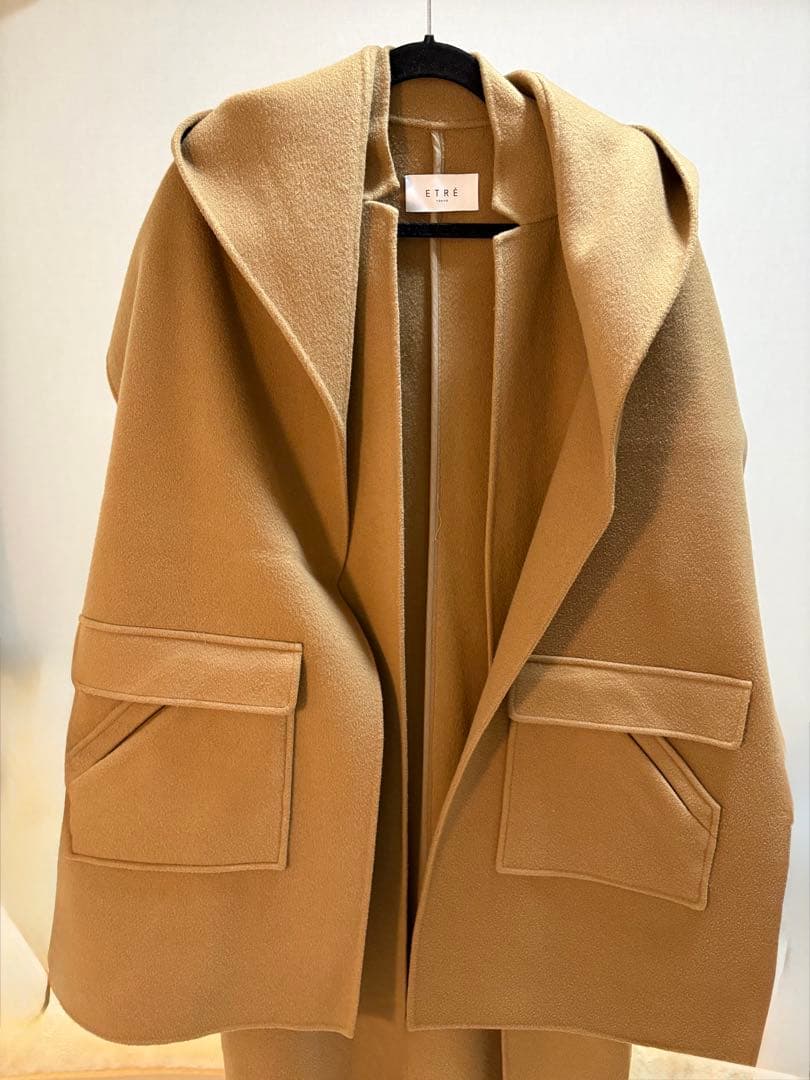 etre tokyo フードストール付きロングリバーコート