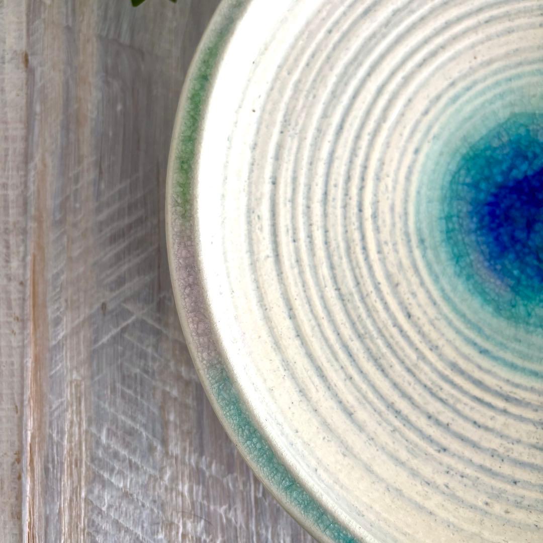 ガラス彩陶器 大皿 沖縄オーシャンブルー