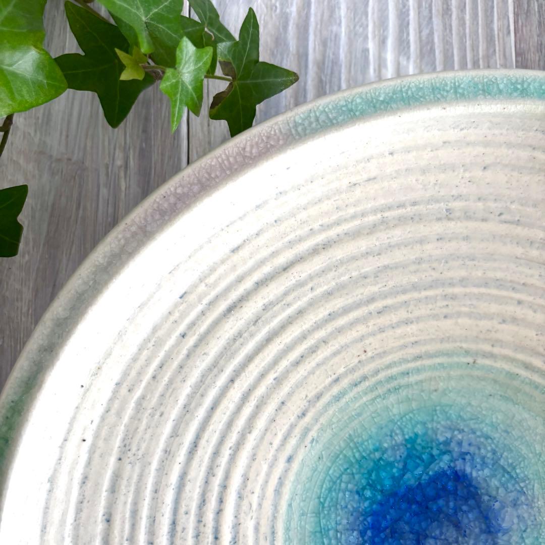 ガラス彩陶器 大皿 沖縄オーシャンブルー