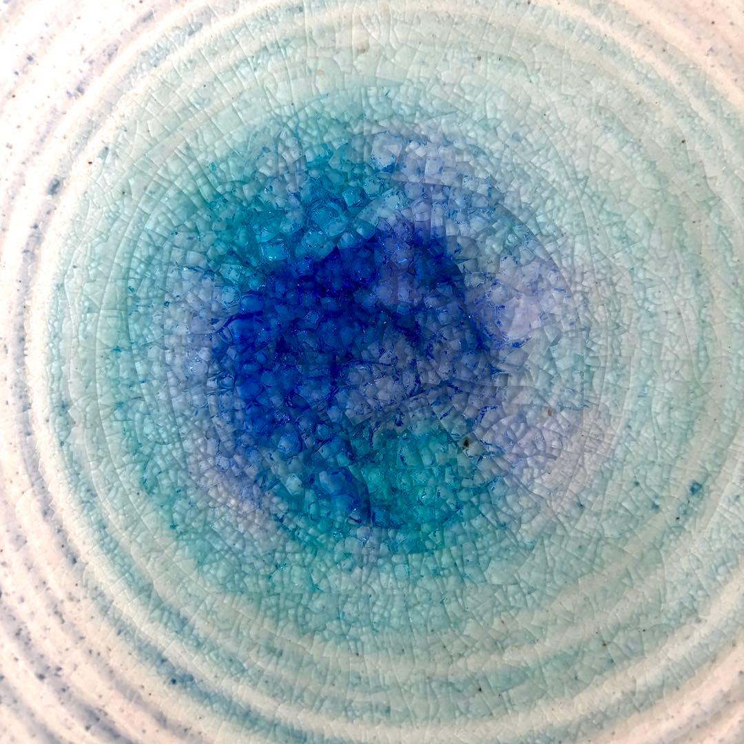 ガラス彩陶器 大皿 沖縄オーシャンブルー