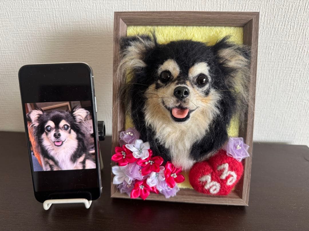 わんこ限定　羊毛フェルト作品　うちの子プレート　オーダー制作　愛犬そっくり