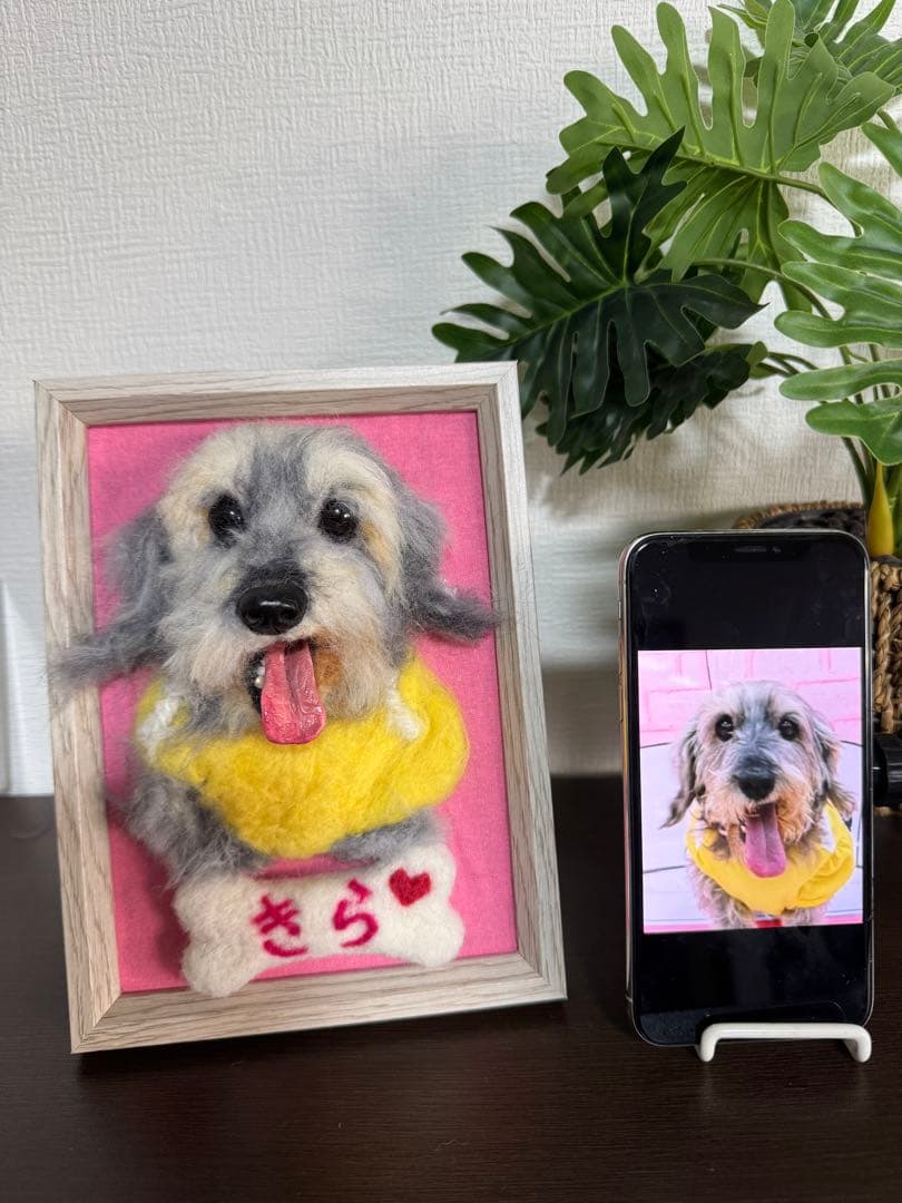 わんこ限定　羊毛フェルト作品　うちの子プレート　オーダー制作　愛犬そっくり