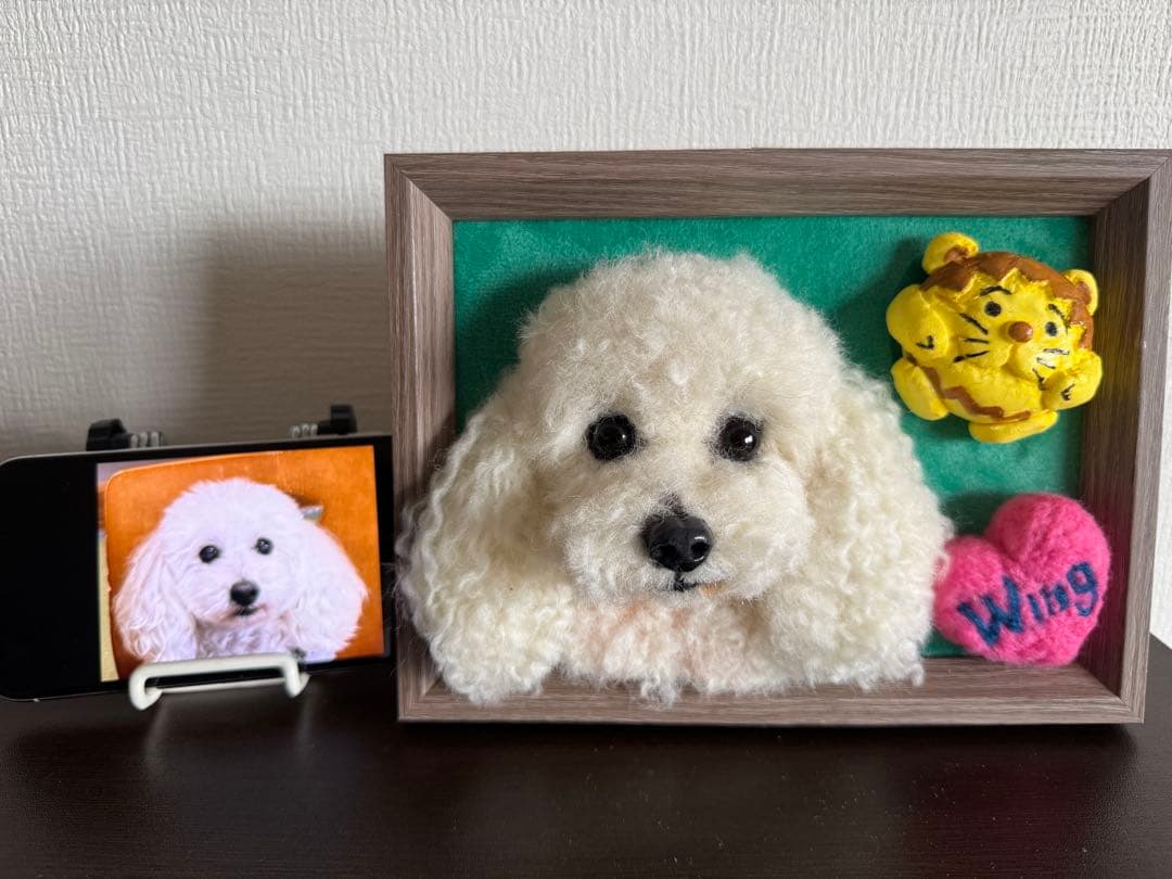 わんこ限定　羊毛フェルト作品　うちの子プレート　オーダー制作　愛犬そっくり