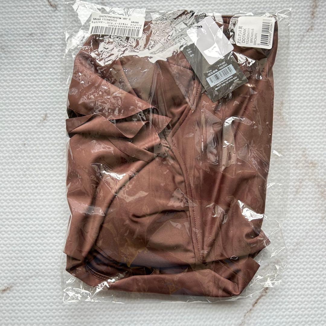 【新品】anuans　アニュアンス　フリルスリーブワンピース 水着　S　ブラウン