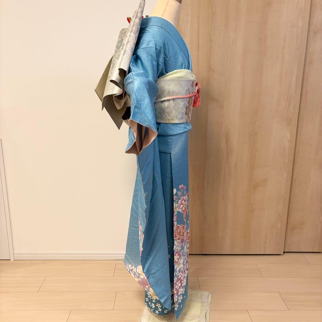振袖セット 正絹 水色 桜 鞠 sMH2502081