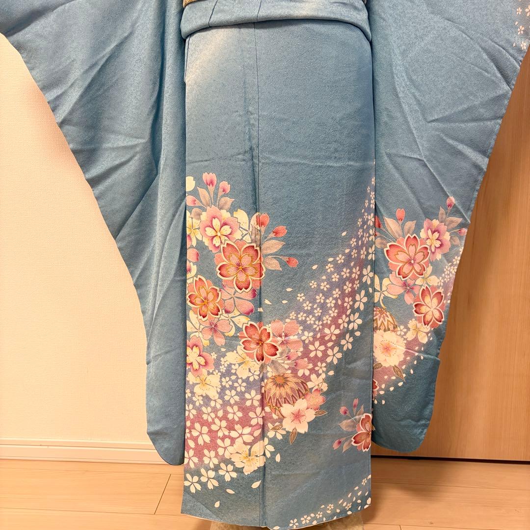 振袖セット 正絹 水色 桜 鞠 sMH2502081