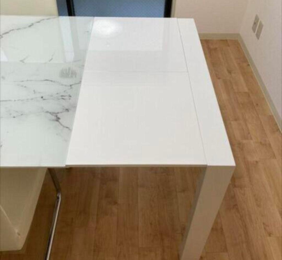 【直接引取のみ！】ニトリ　大理石柄ガラステーブル+椅子6脚　ダイニングセット