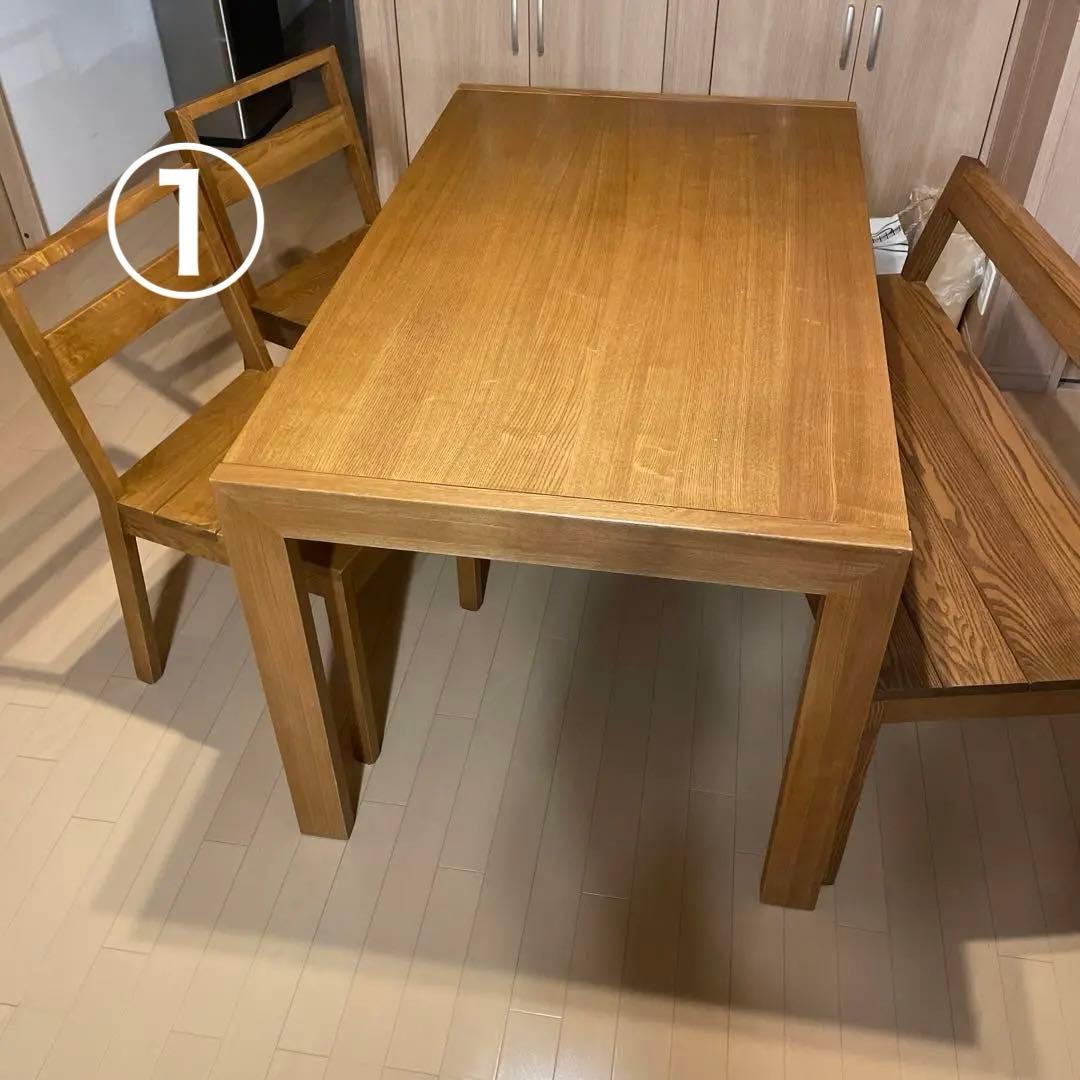 unico値下げ送料込ダイニングテーブル　ベンチ　チェアー4点セットで8万7千円