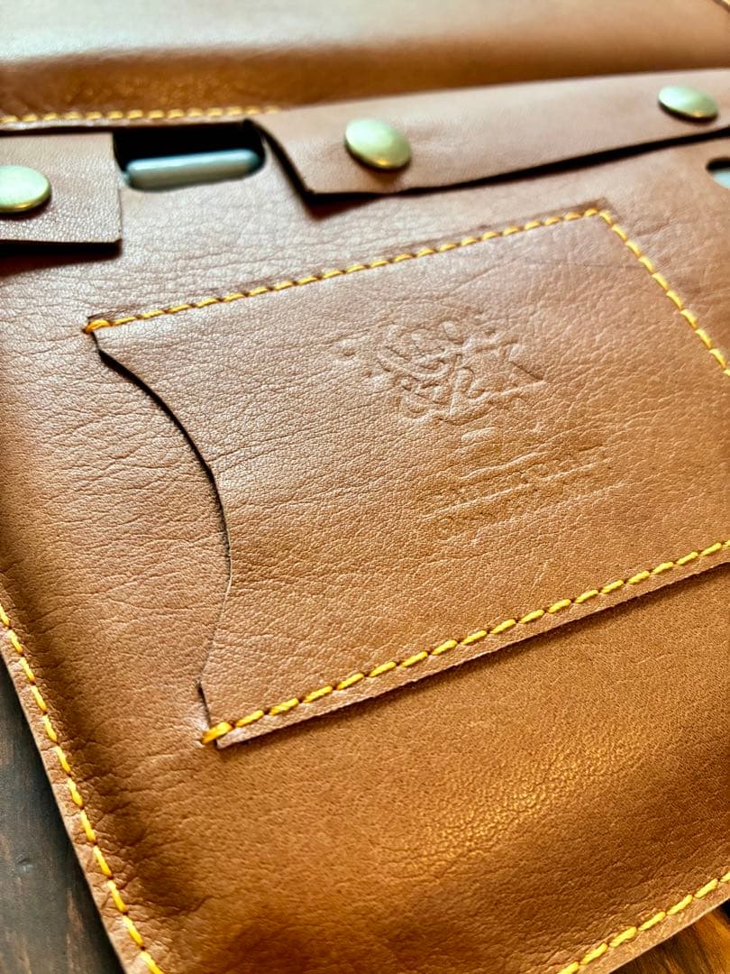 本革サンバイザーカバー キャメル オレンジステッチ バニティミラー×1