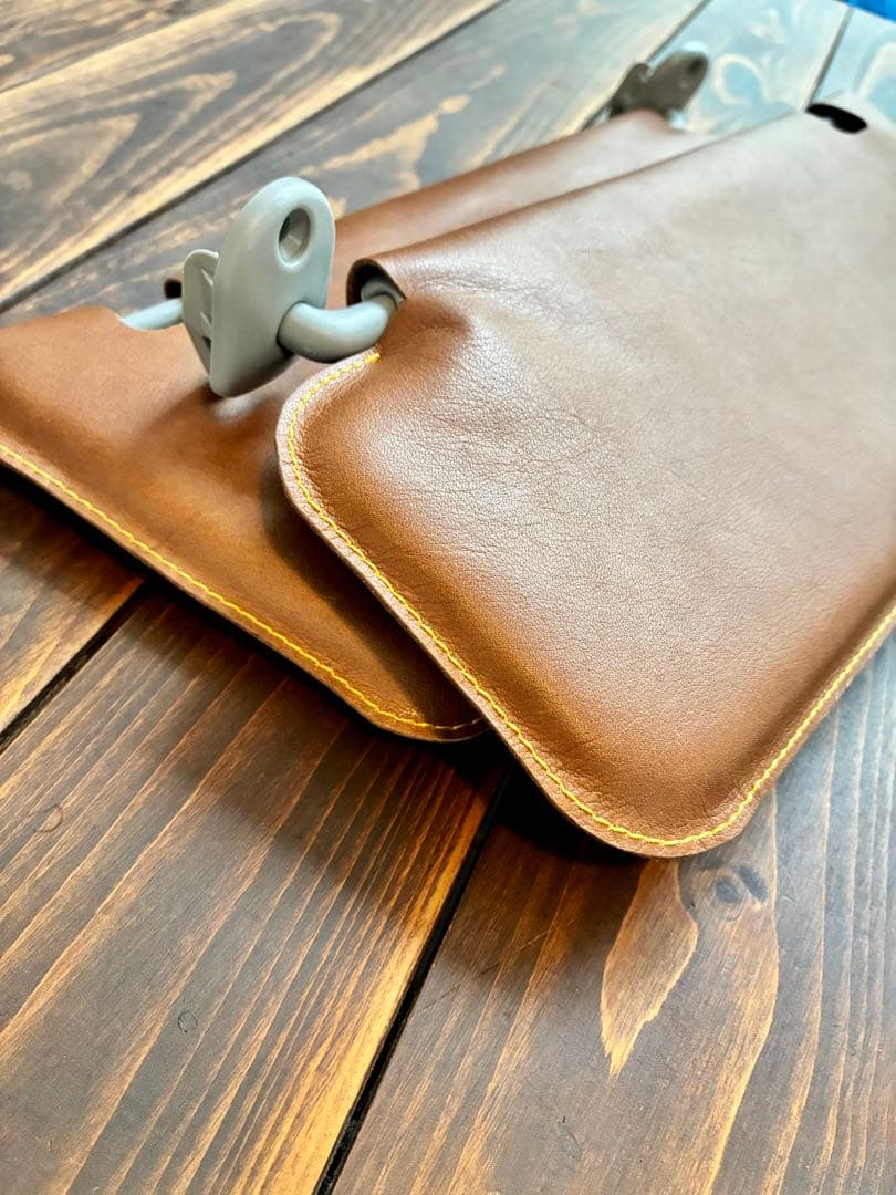 本革サンバイザーカバー キャメル オレンジステッチ バニティミラー×1