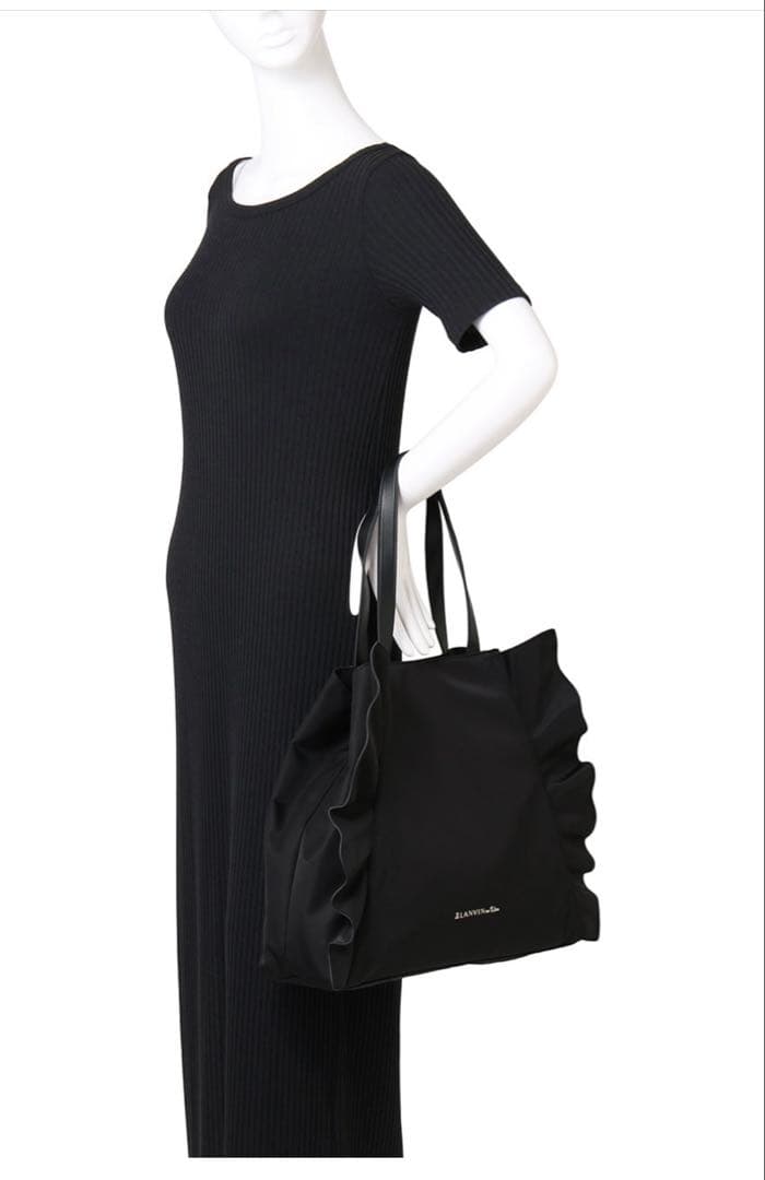 LANVIN en Bleu ラッフルフリルトートバッグ チャコールグレー