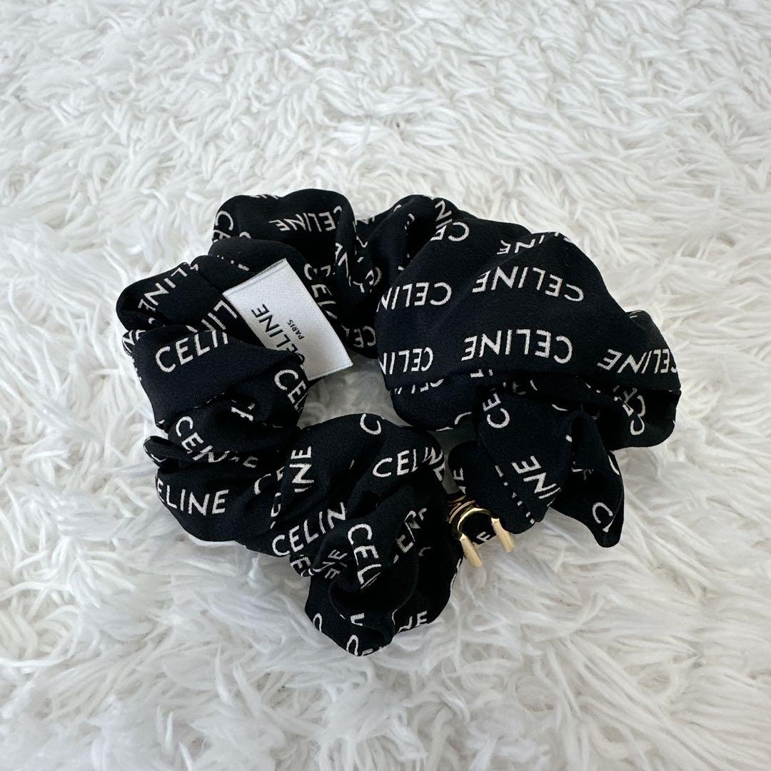 【美品】セリーヌ レイユール シュシュ ゴールド ブラック CELINE