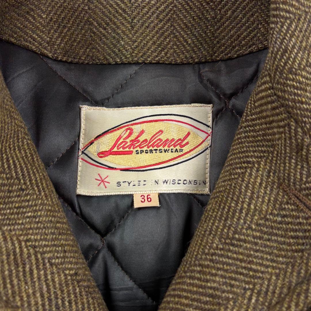 60s Lakeland ウールツイード ショート ステンカラーコート 36