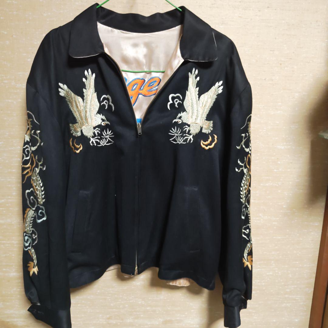 f*r様 ピンクドラゴン黒の刺繍スカジャンクリームソーダAngel