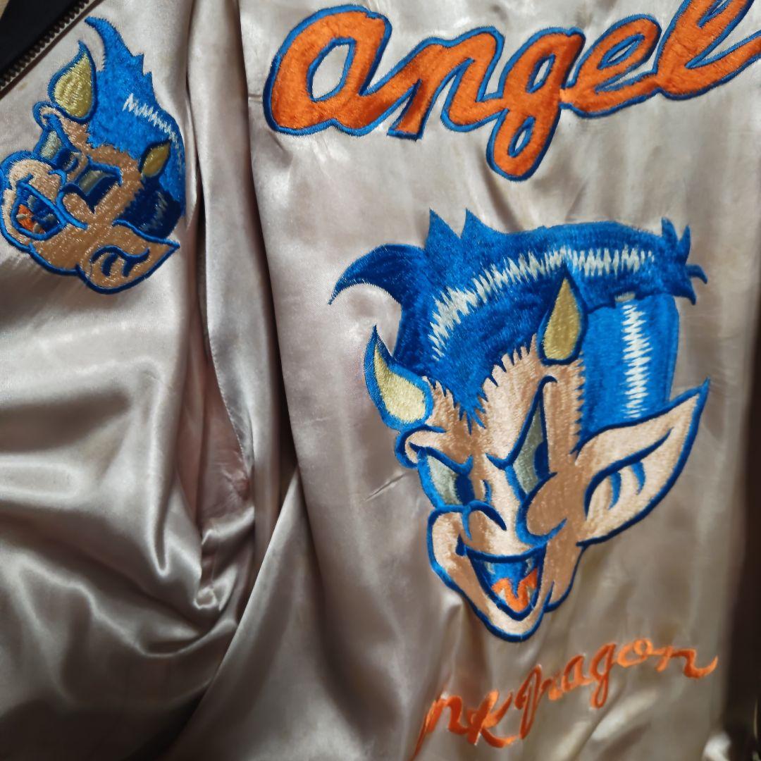 f*r様 ピンクドラゴン黒の刺繍スカジャンクリームソーダAngel