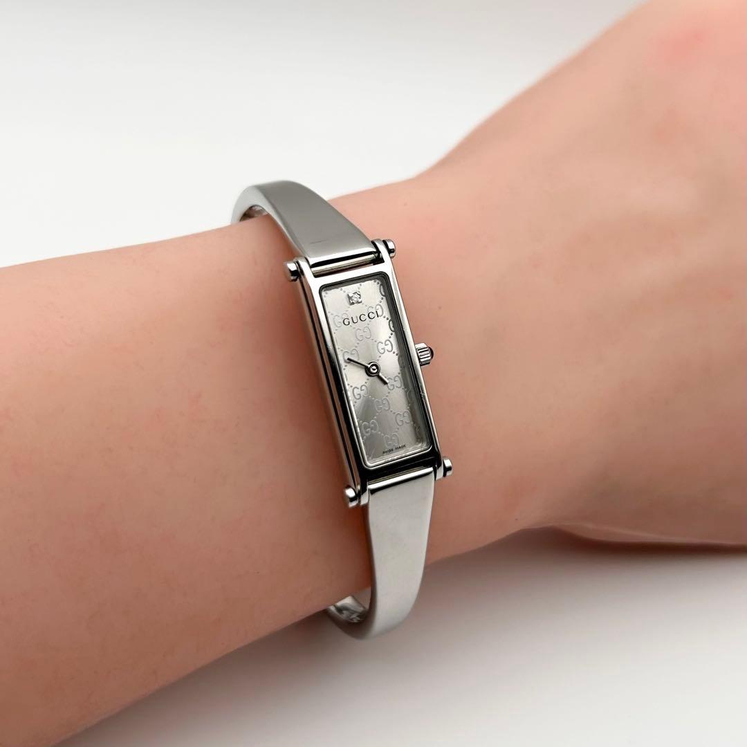 【箱有 新品電池 稼働】GUCCI 1500L GG ダイヤ バングルウォッチ