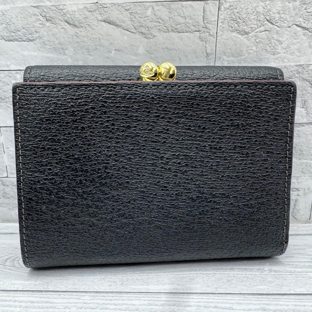 【極美品】ヴィヴィアンウエストウッド 三つ折り財布 がま口　レザー ブラック