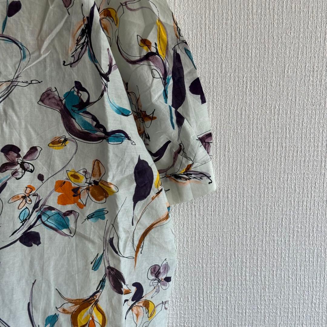 美品✨　トゥモローランドコレクション　花柄ブラウス　半袖　シルク　美シルエット