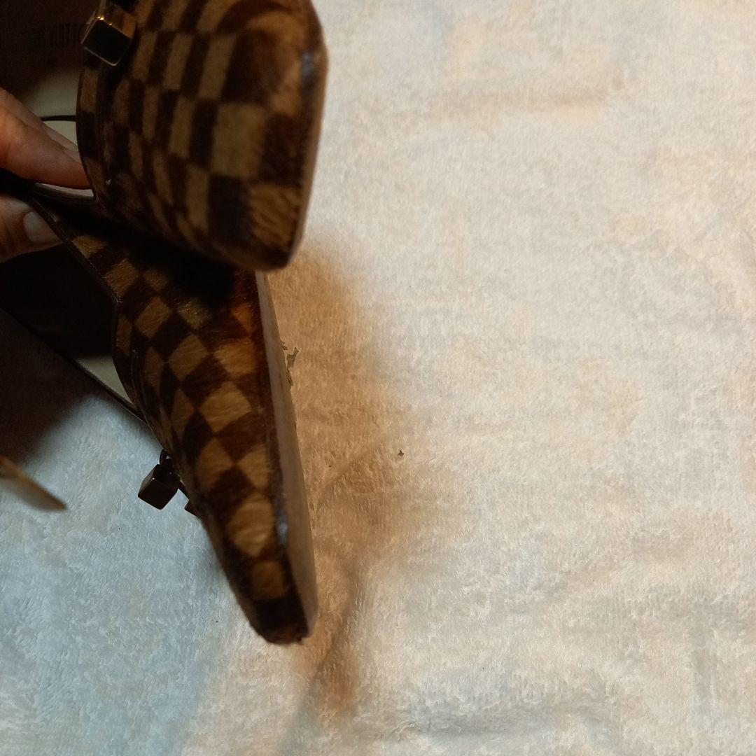 LOUIS VUITTON　 ダミエ　ハラコハイヒール　36ハーフ