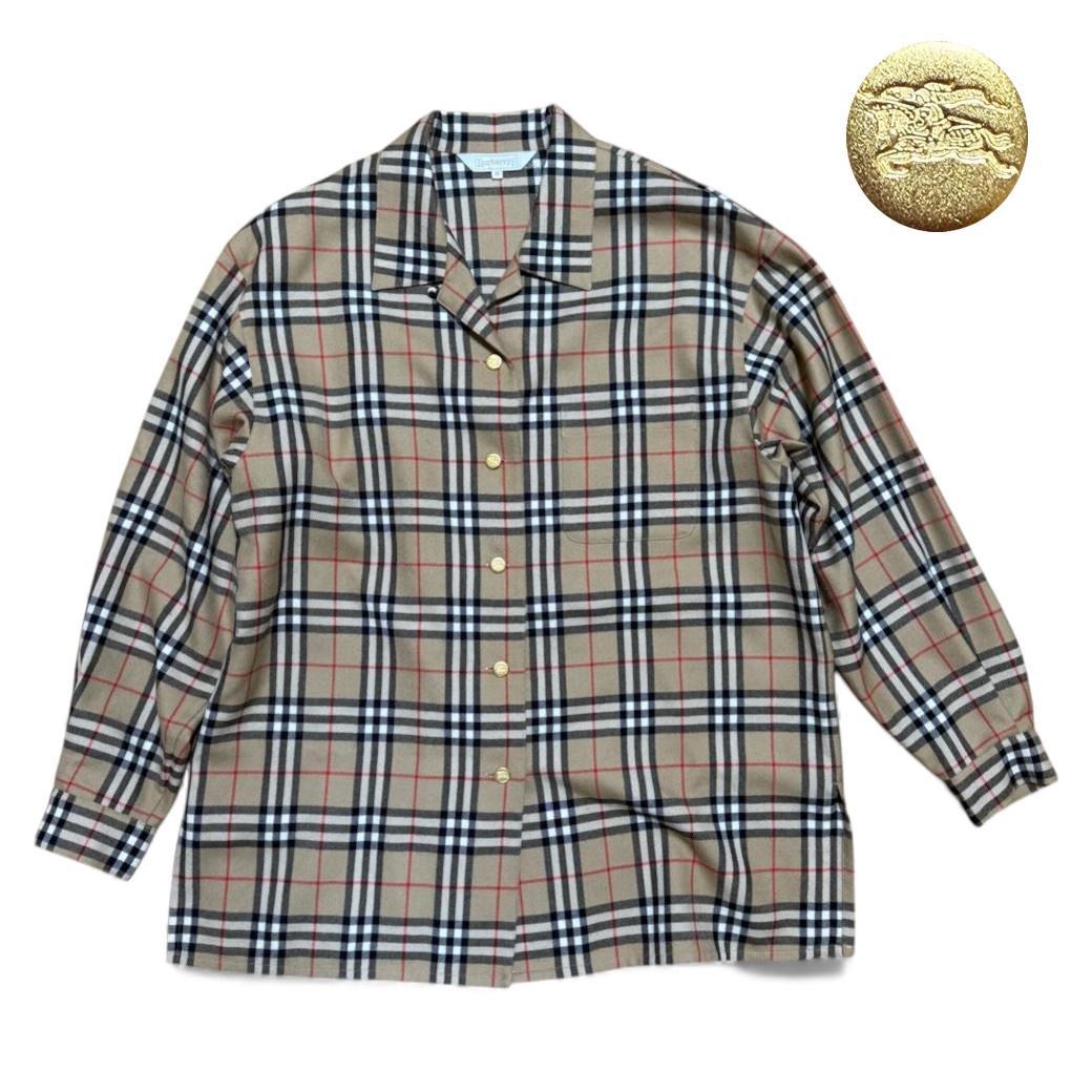 希少サイズ BURBERRY 金ロゴボタン ノバチェック シャツ ヴィンテージ