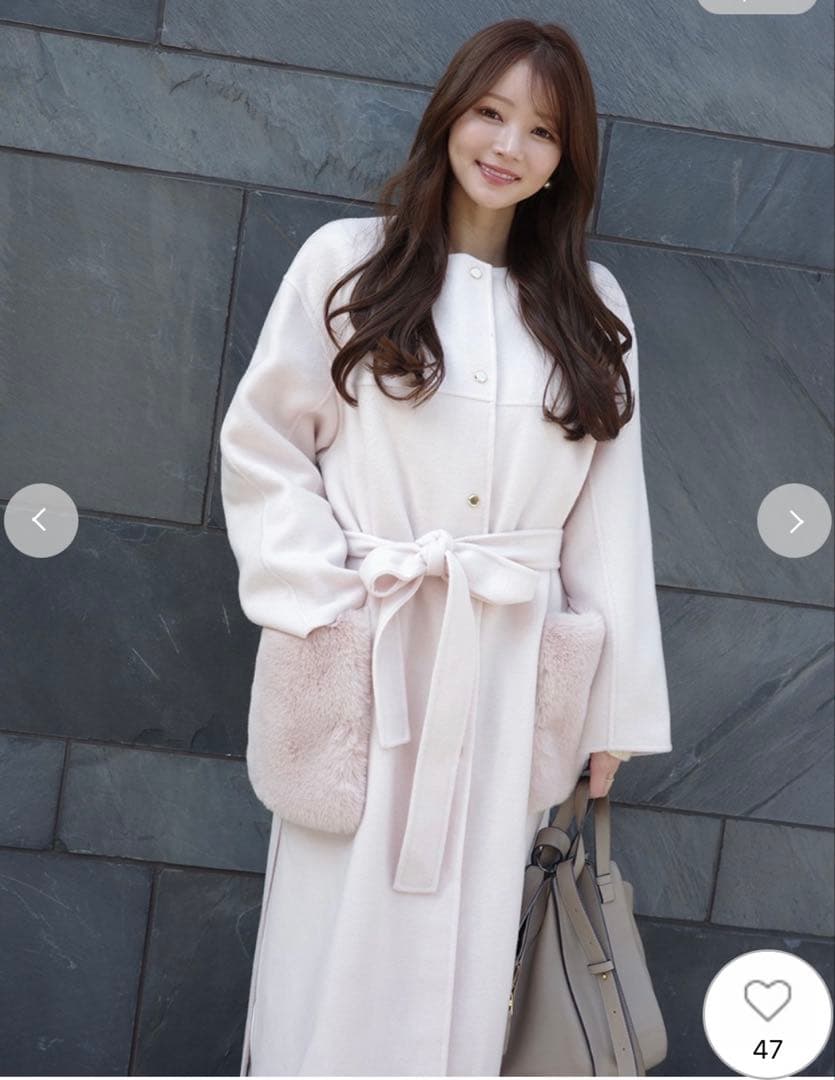 FRAY ID フレイ アイディー　ファーポケットリバーコート　ピンク 1