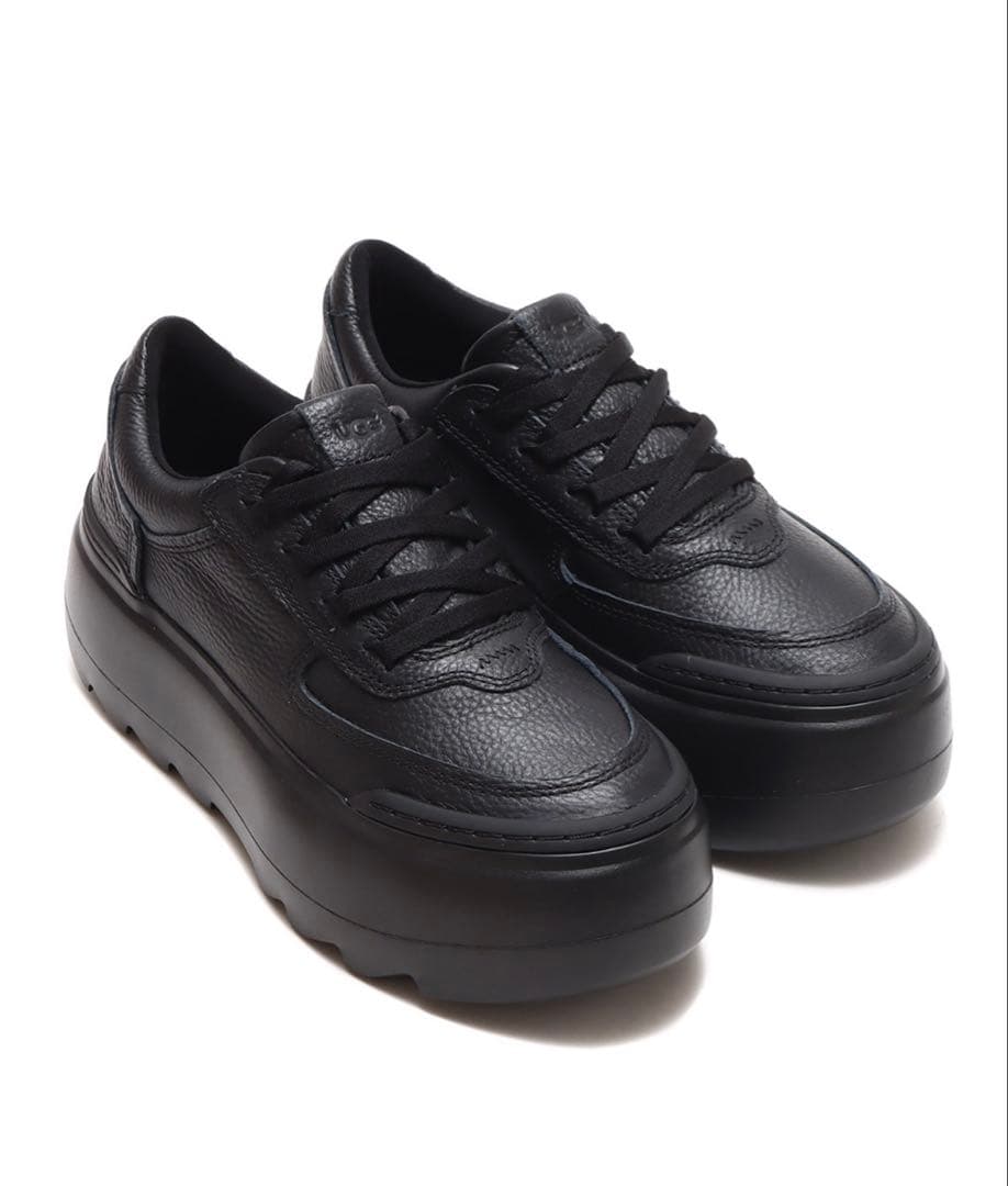 【未使用級】UGG アグ マリンメガレース　23センチ厚底スニーカー 黒 レザー