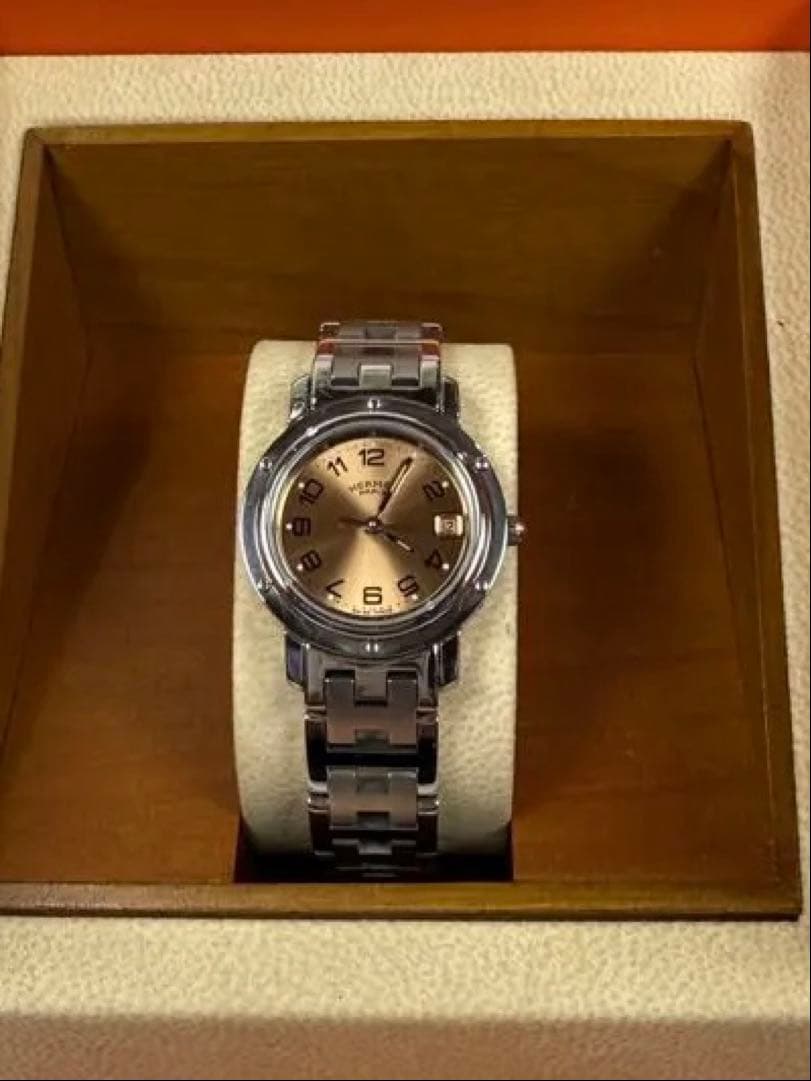 HERMES クリッパー CL4.2 シャンパン 箱/コマ Qz 【極美品】