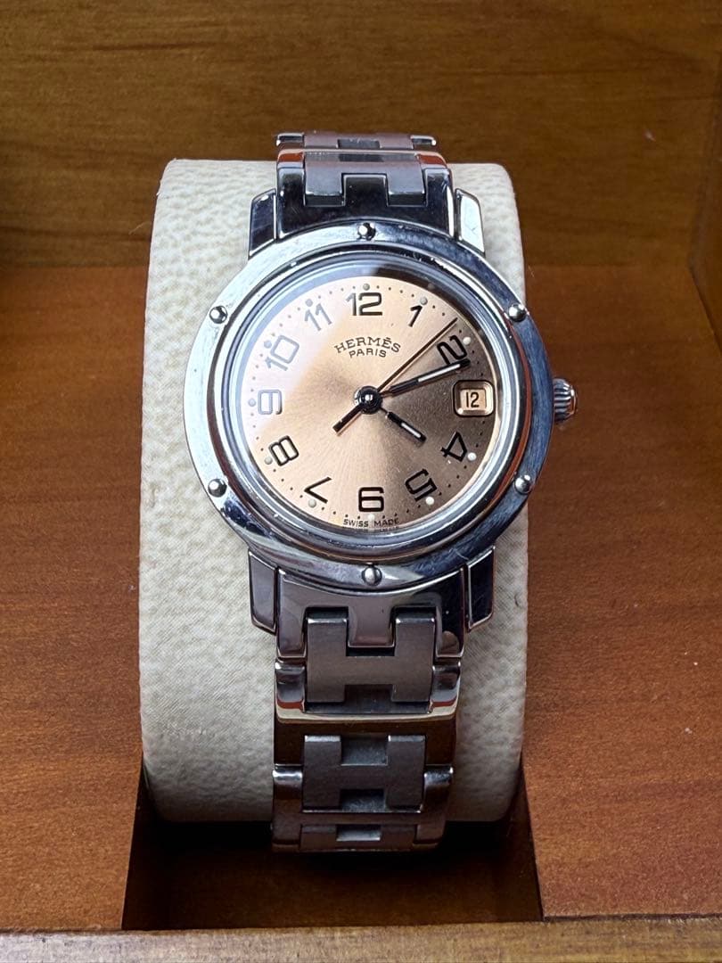 HERMES クリッパー CL4.2 シャンパン 箱/コマ Qz 【極美品】