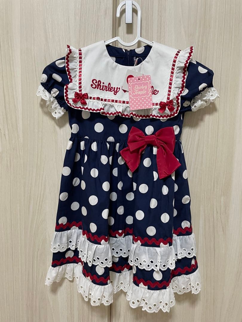 新品　シャーリーテンプル ドットフリルセーラーワンピース 110