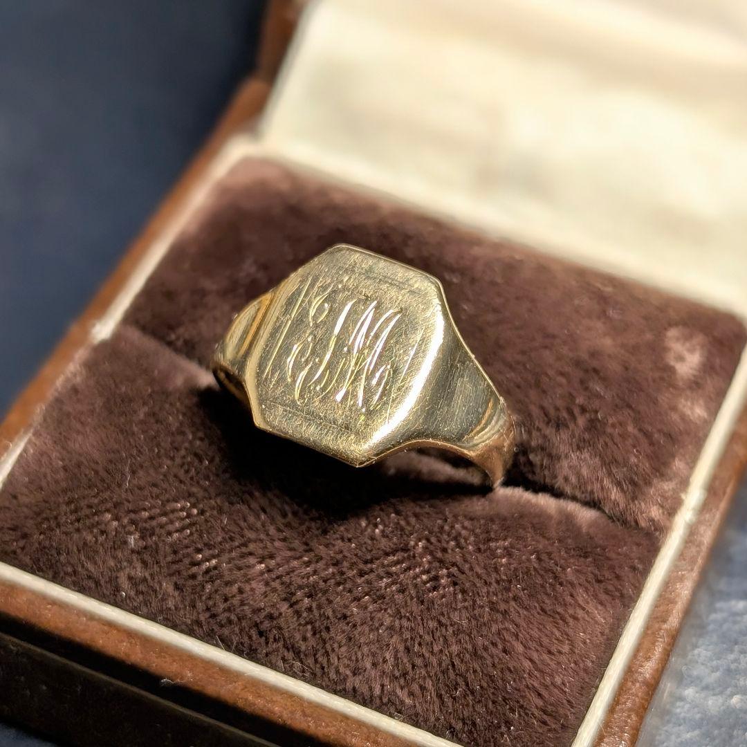 UK K9 ゴールド シグネットリング モノグラム 17号 1959年