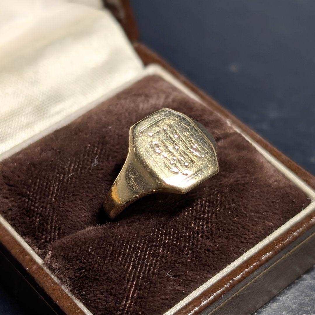 UK K9 ゴールド シグネットリング モノグラム 17号 1959年