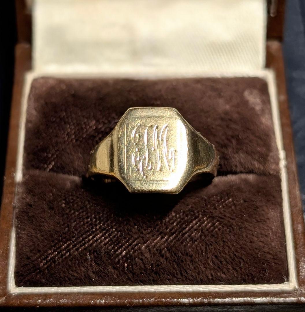 UK K9 ゴールド シグネットリング モノグラム 17号 1959年