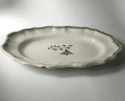 18世紀　ムスティエ 　花リム　オーバル皿　　フランス　アンティーク