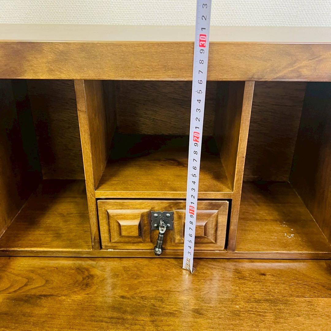 6段チェスト スライド式天板 ライティング アンティーク調 棚 アンティーク風