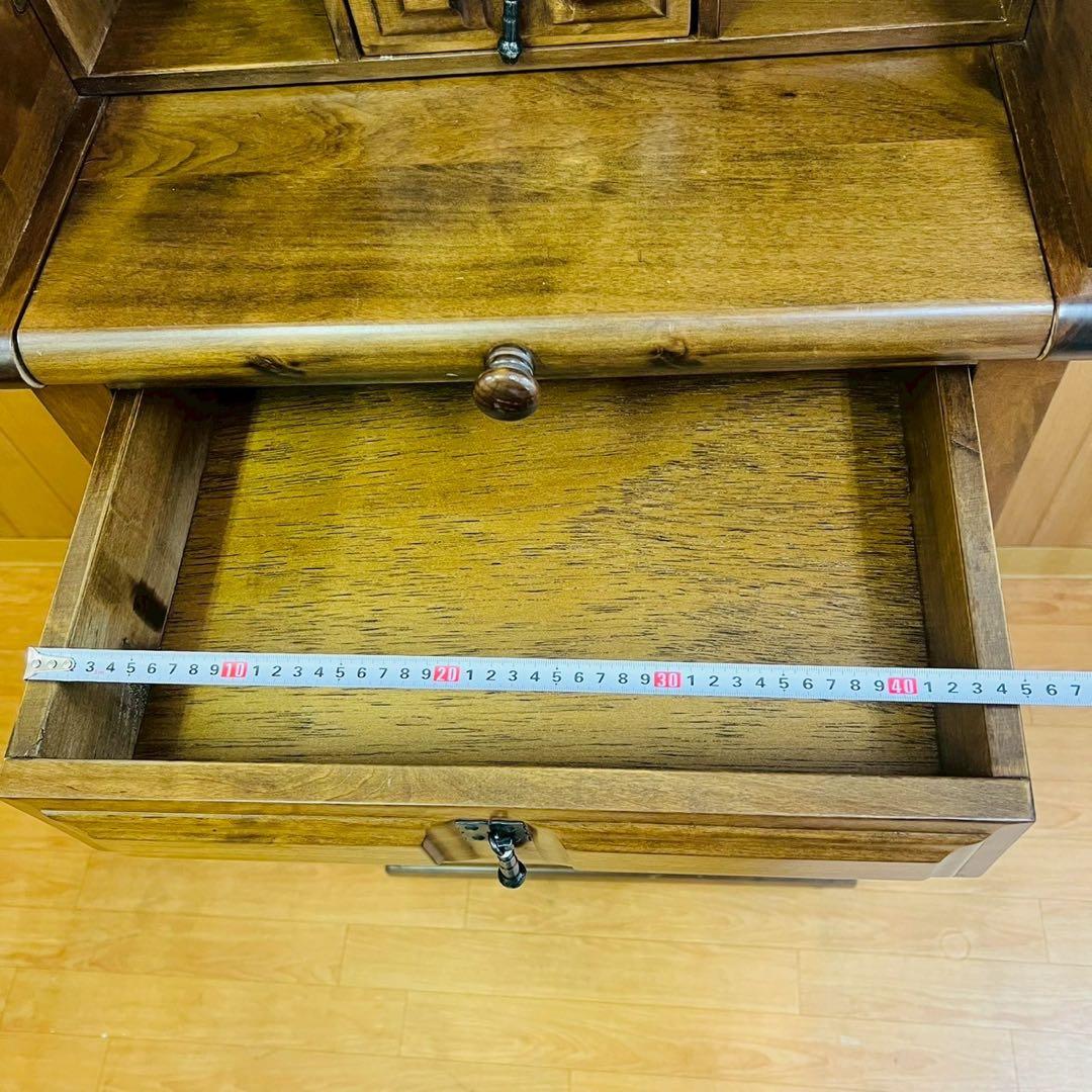 6段チェスト スライド式天板 ライティング アンティーク調 棚 アンティーク風