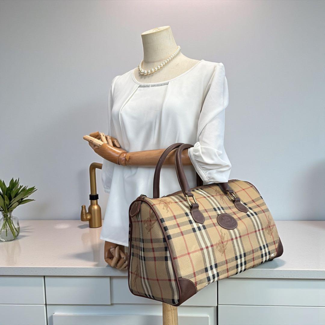 Burberrys ミニボストン ノバチェック PVC シャドーホース ロゴ