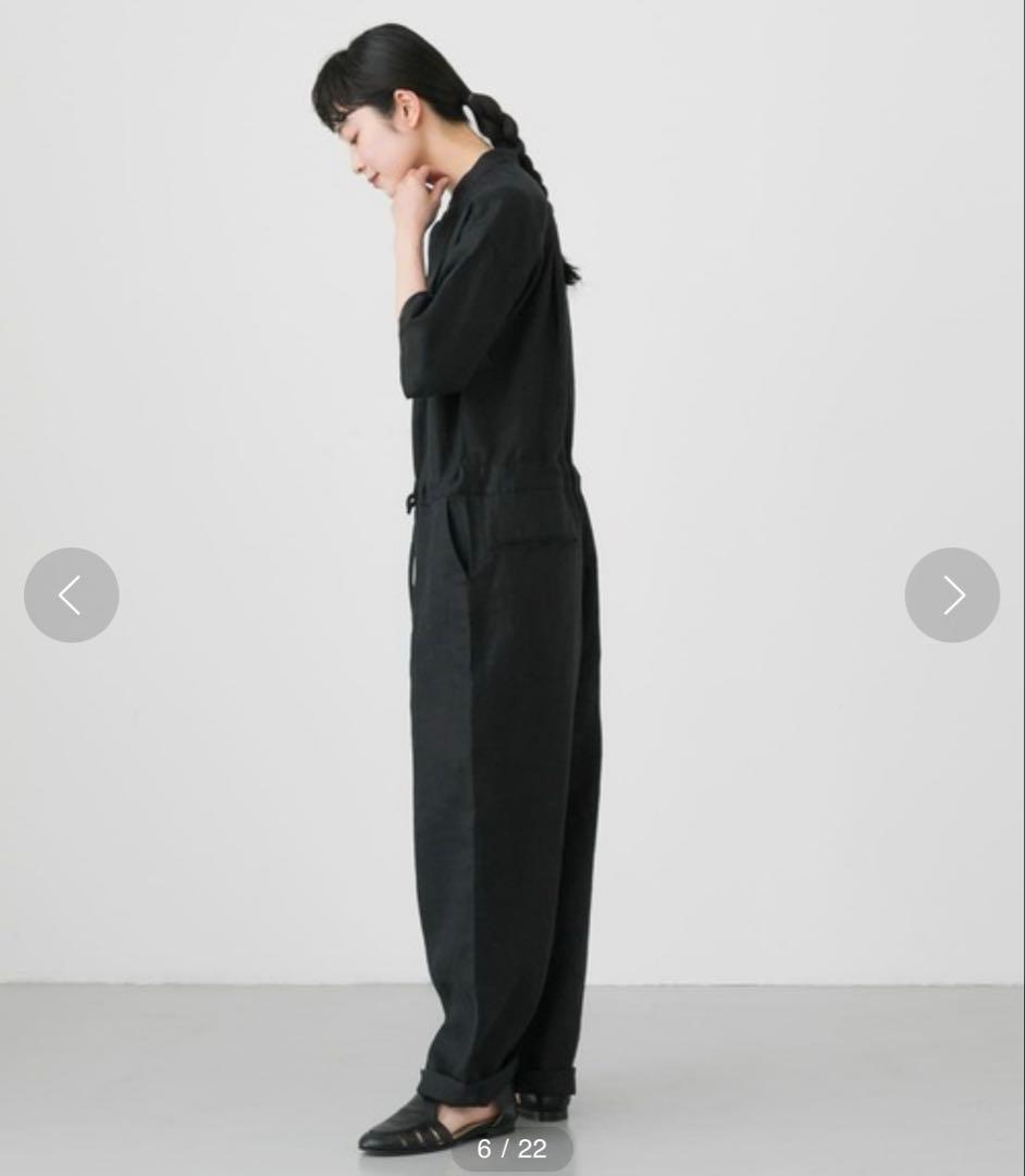 な　かぐれ　バンドカラーリネンハーフスリーブオールインワン美品　再お値下げ