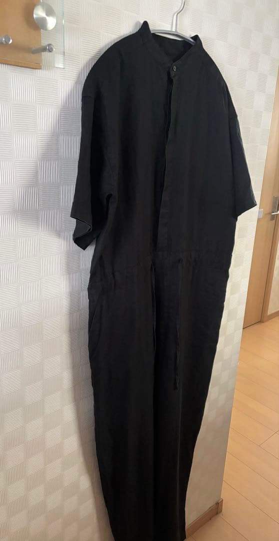 な　かぐれ　バンドカラーリネンハーフスリーブオールインワン美品　再お値下げ