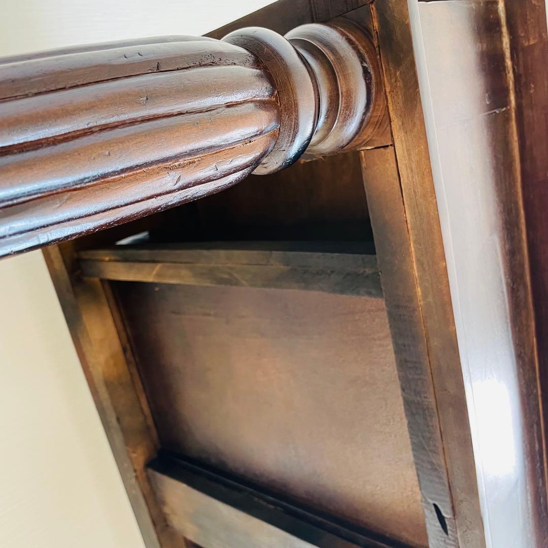 アンティーク調 木製デスク 幅128cm 引き出し3杯