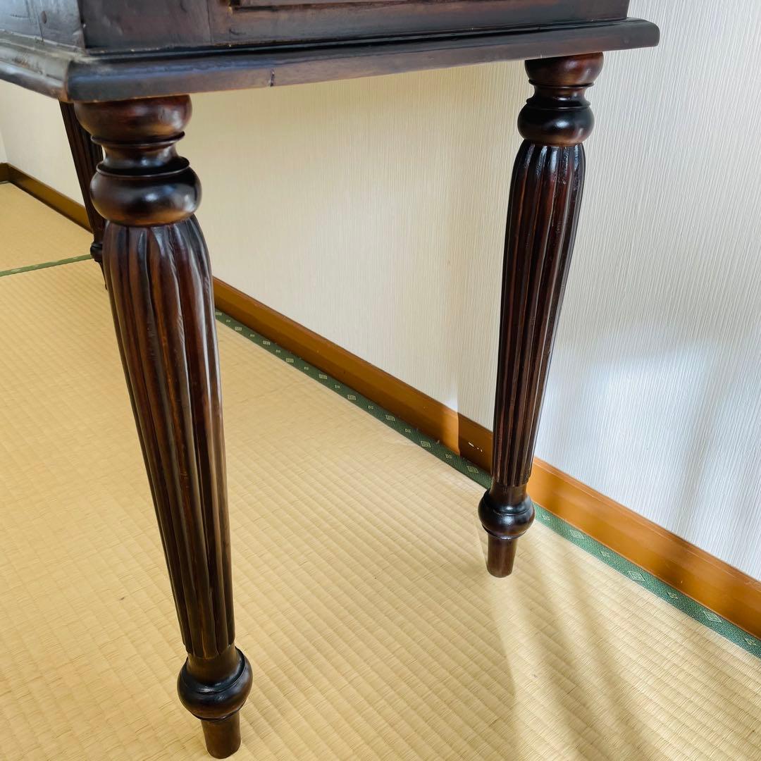 アンティーク調 木製デスク 幅128cm 引き出し3杯