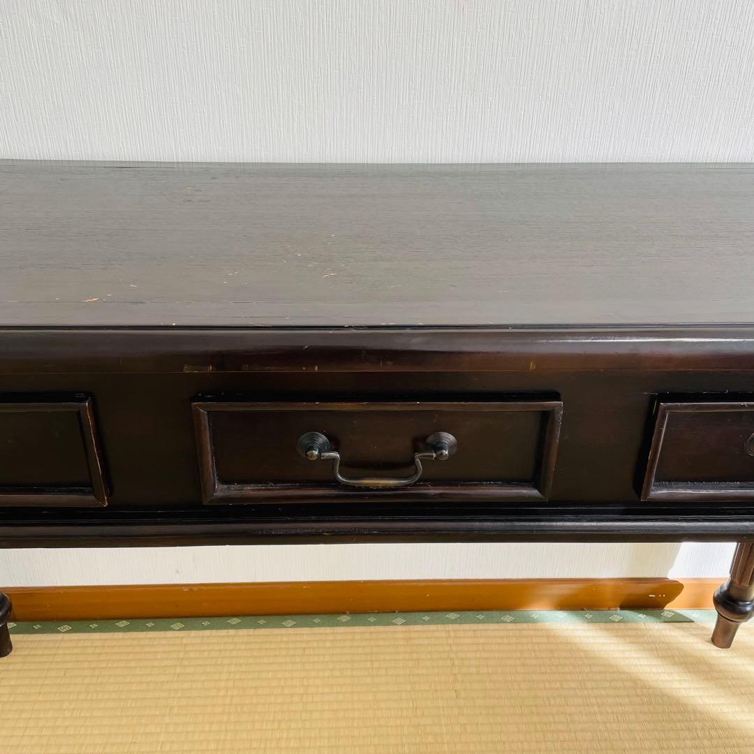 アンティーク調 木製デスク 幅128cm 引き出し3杯