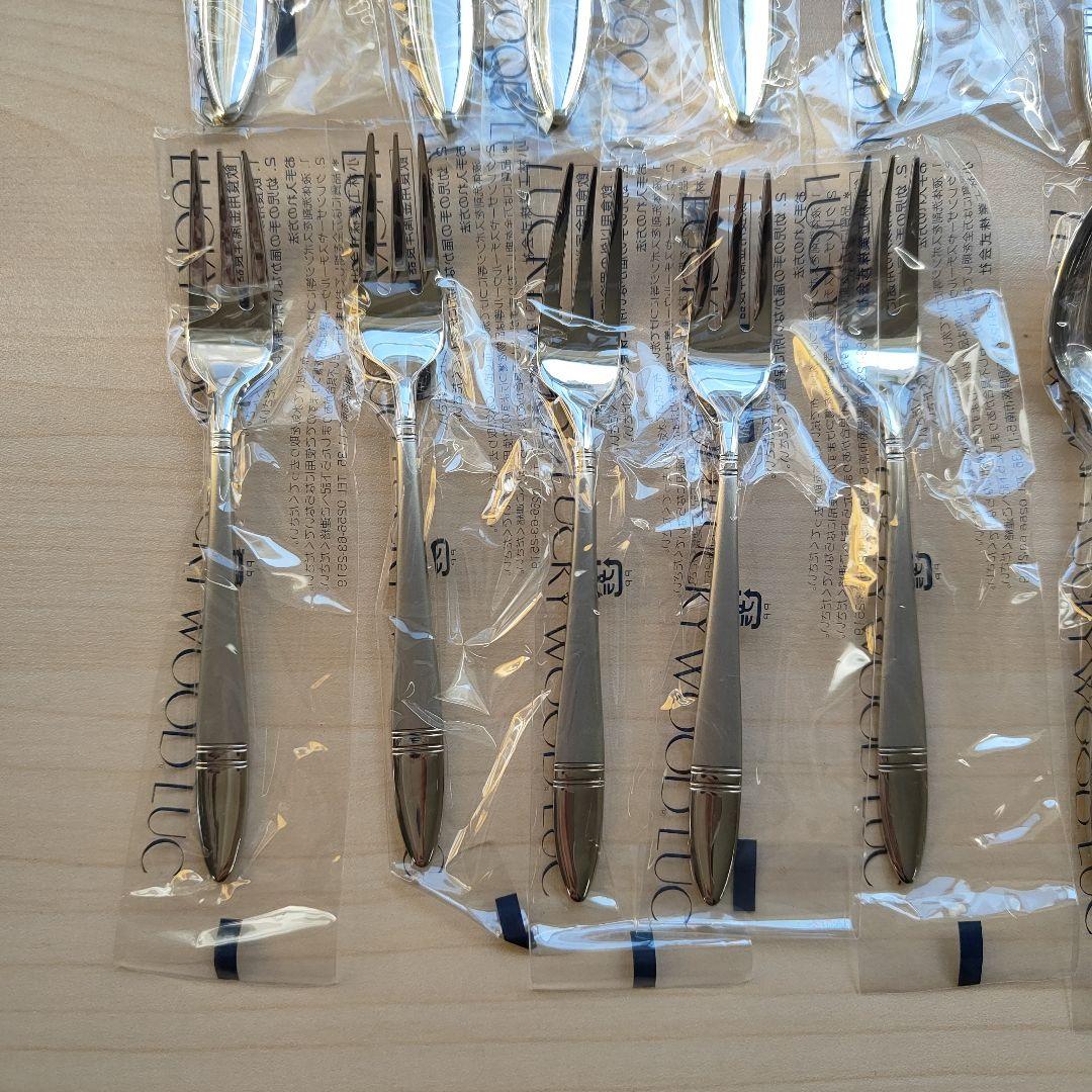 未使用　LUCKYWOOD　ラッキーウッド　カトラリーセット　25本　18-8