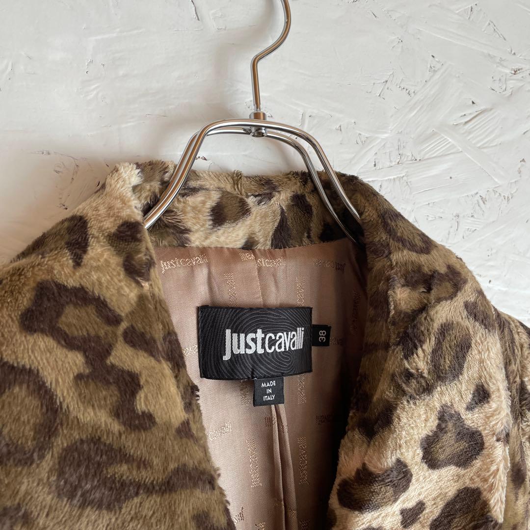 イタリア製【justcavalli】レオパード ヒョウ柄ロングコートウールコート