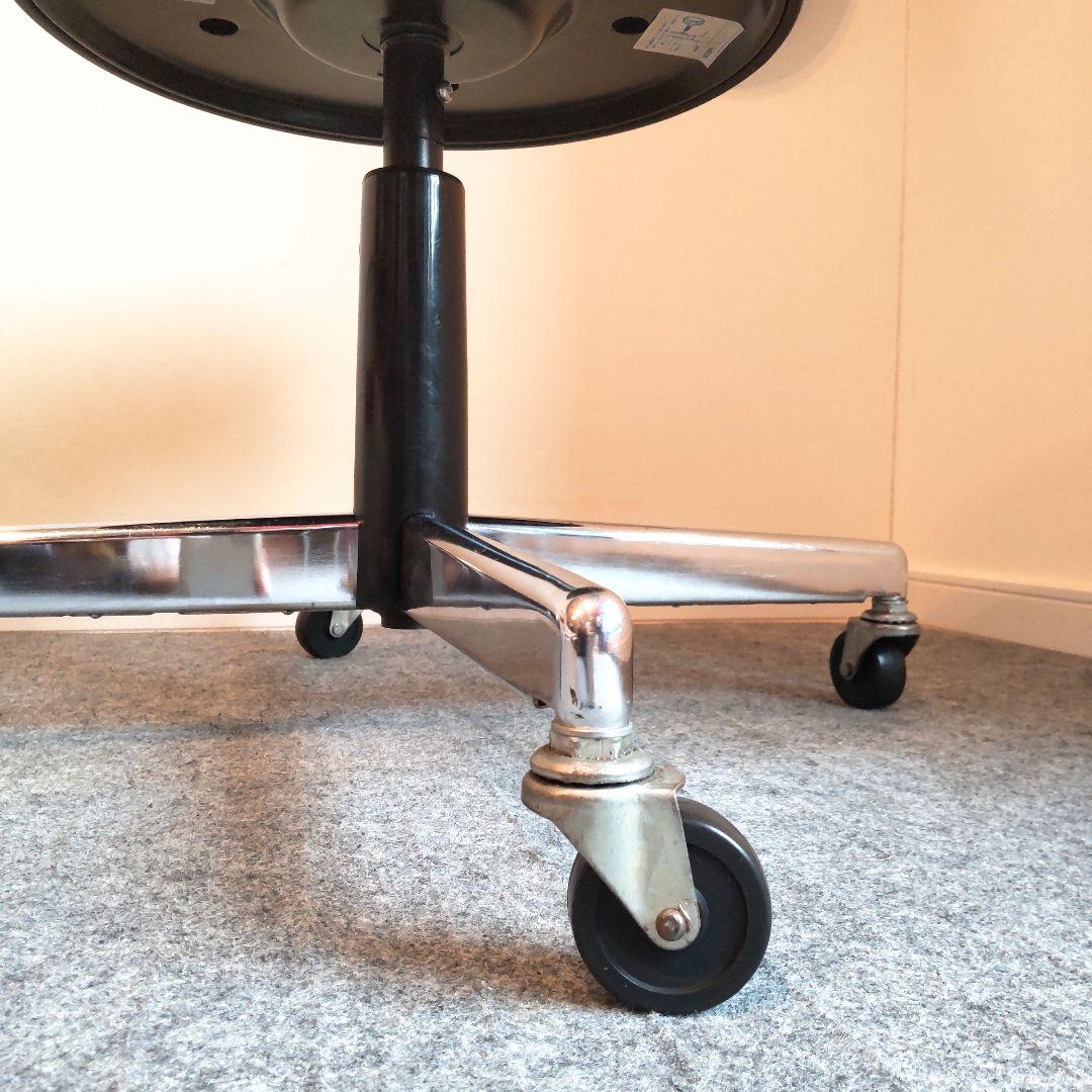 JAPAN VINTAGE　カットチェア　ビンテージ　丸椅子　昇降回転　クロス脚