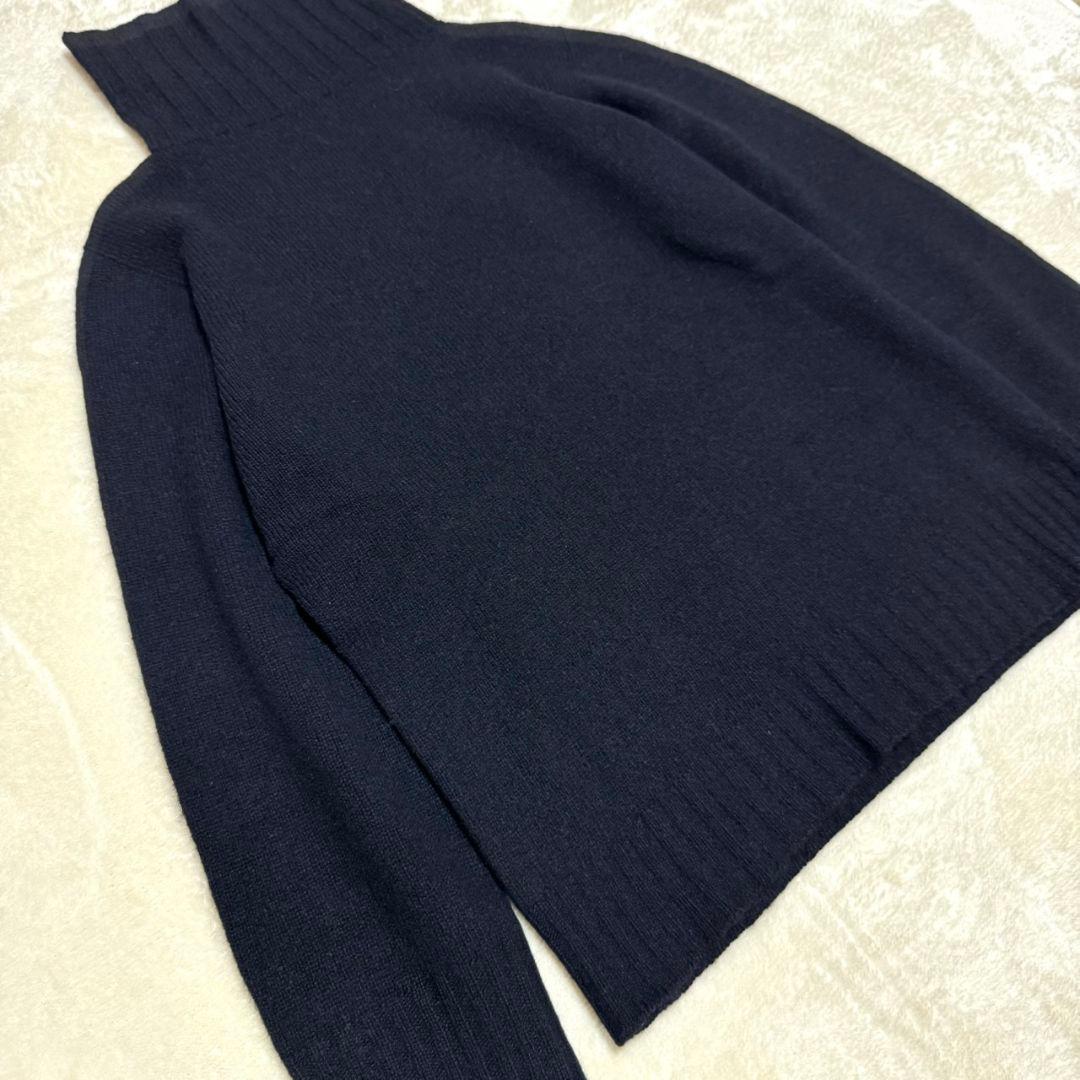 美品 マーガレットハウエル カシミヤ混 タートル ニット セーター ネイビー
