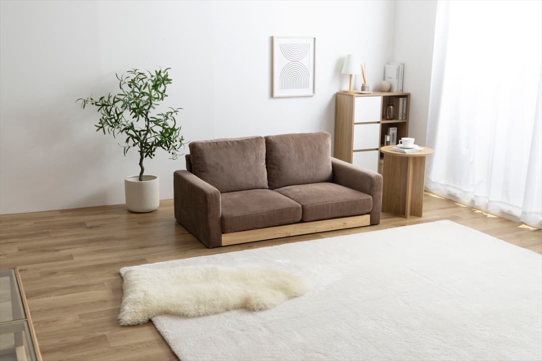 【送料無料】【2点セット】2人掛けコーデュロイソファ1脚+オットマン1脚