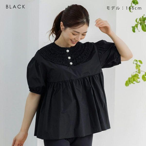 【最終値下げ】ソーノsono 　ちびフリルブラウス 半袖 ネイビー